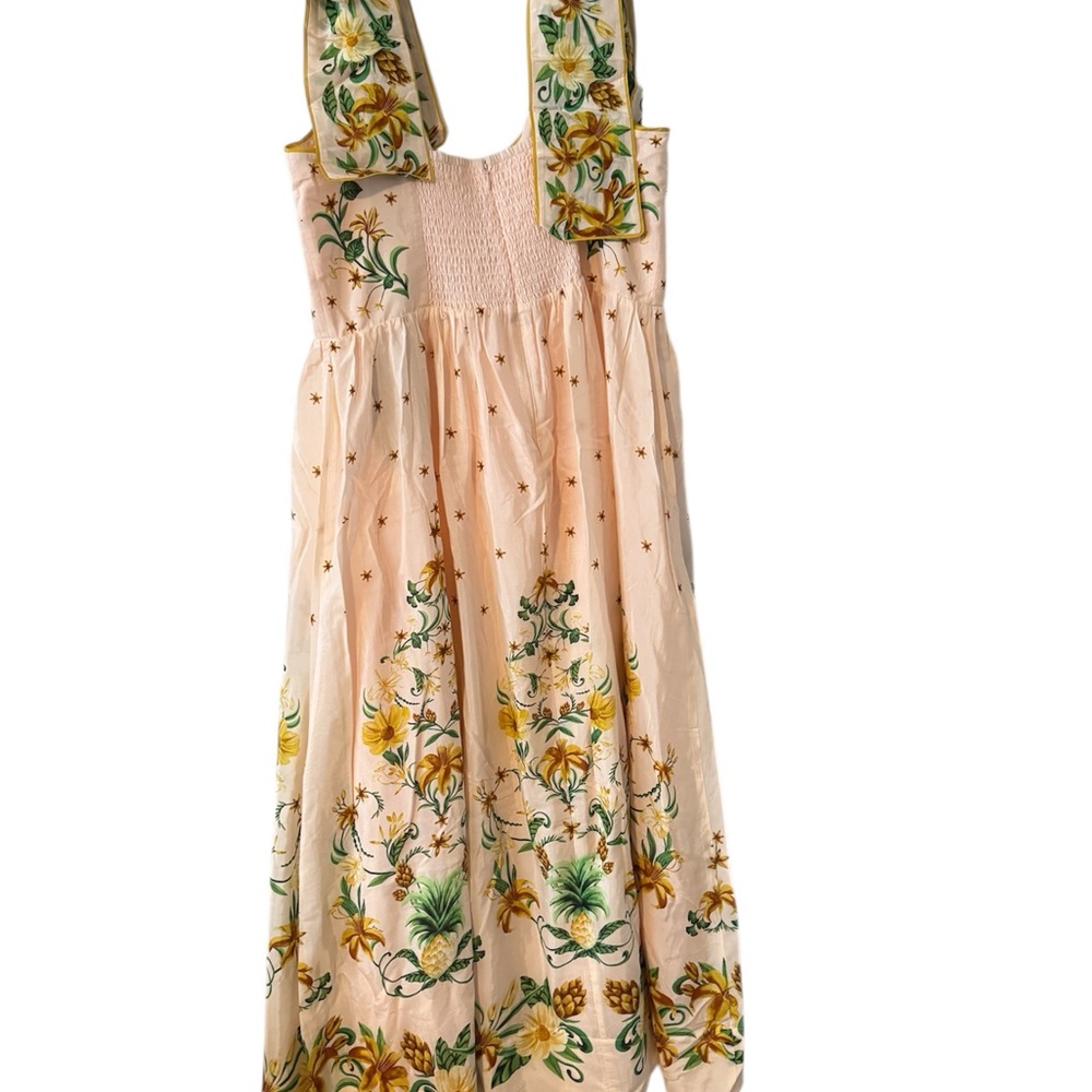 FARM Rio pink botanical beauty shoulder bow midi dress. NEW CONDITION - Picture 5 of 16